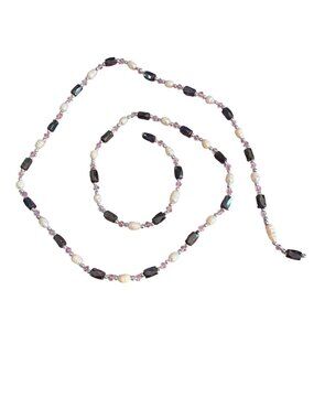 Black White Clear Beaded Bracelet Necklace Magnetic Hematite Pearl Crystal 32"